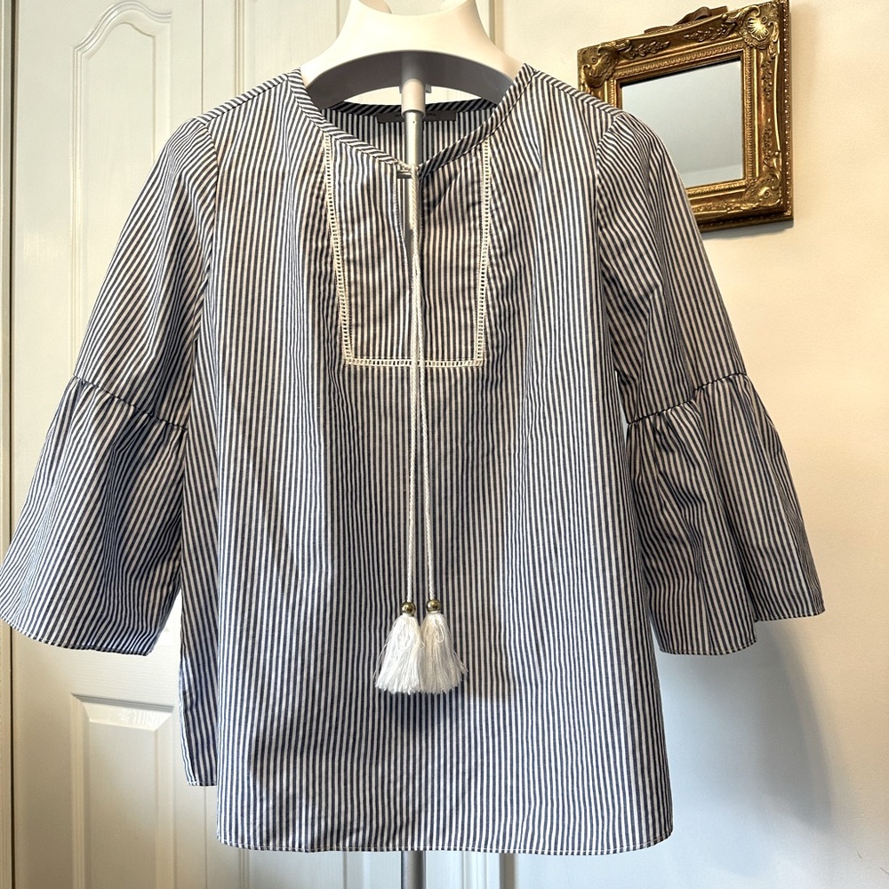 Marc New York Blue and White Striped Top